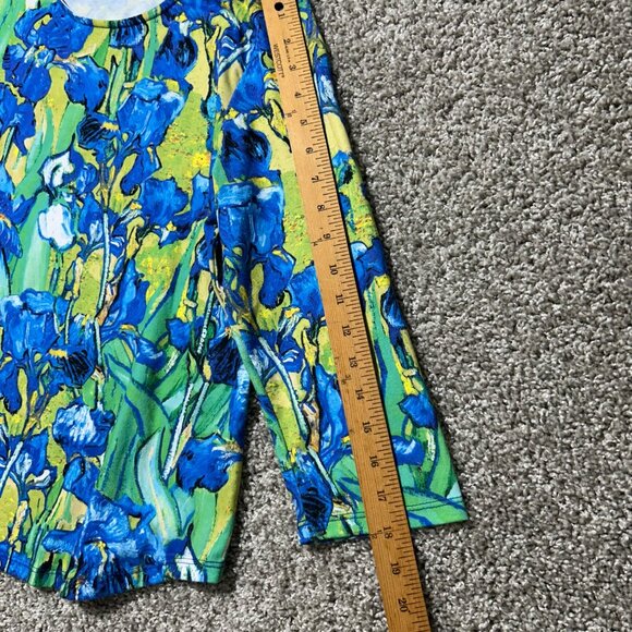 Jess & Jane Womens Sz MP 3/4 Sleeve Top Iris Print - Picture 6 of 7